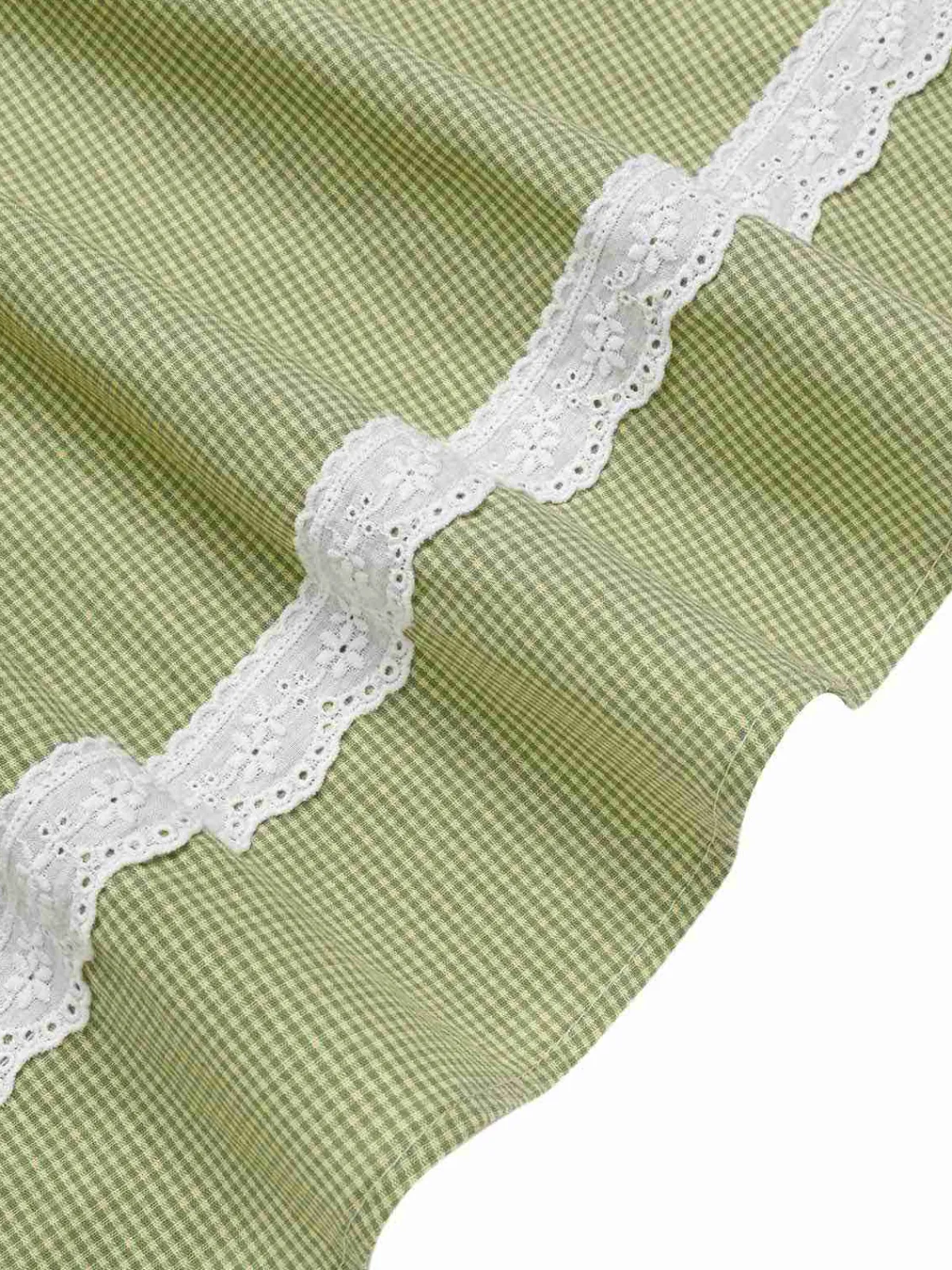 Outlet Retro Stage 1940s Lace Plaid Cotton Patchwork Dress Green