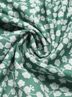 Best Retro Stage 1950s Lace-Up Collar Ditsy Floral Dress Green