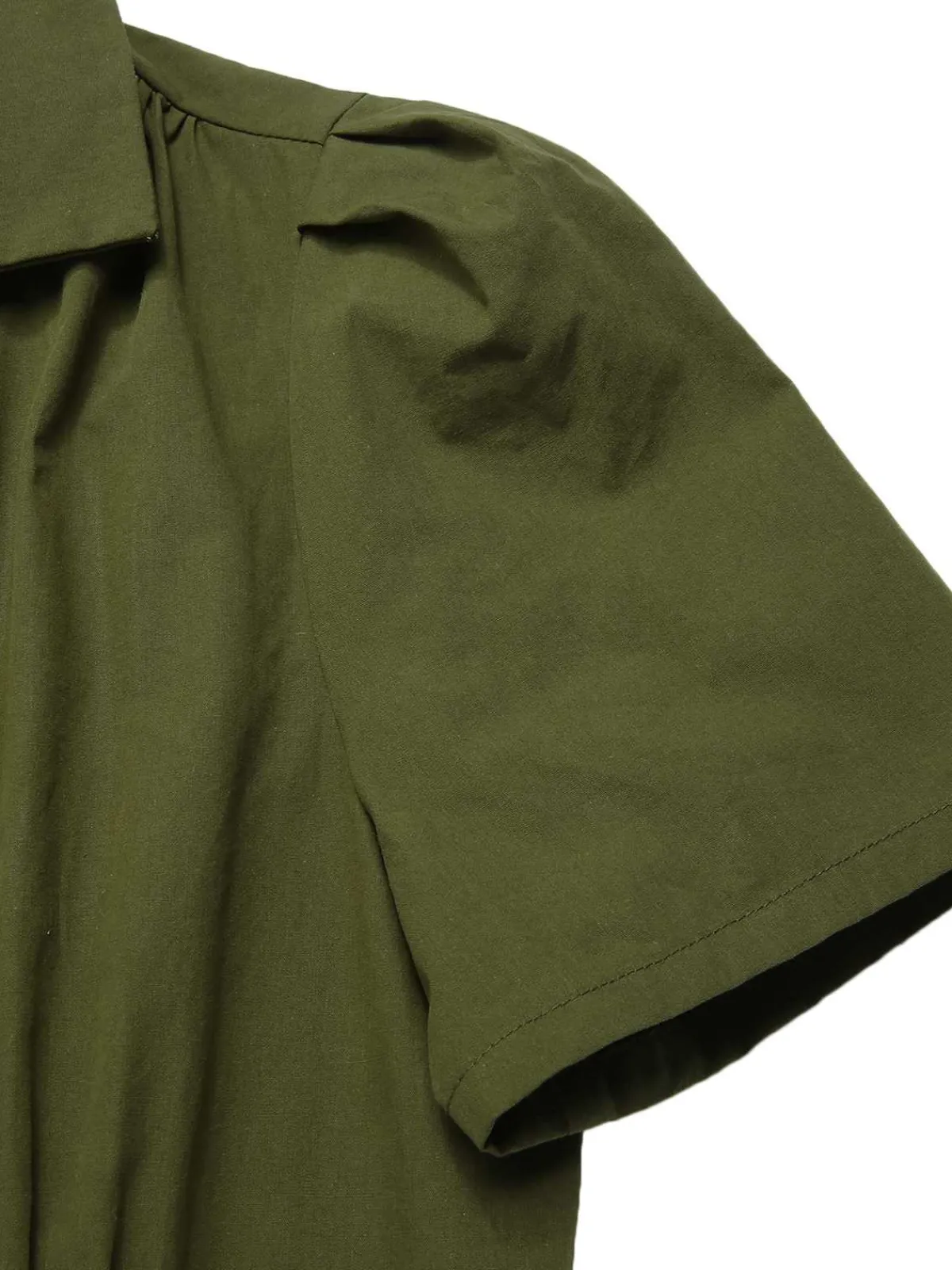 Discount Retro Stage Green 1940s Lapel Buttoned Solid Dress Army Green