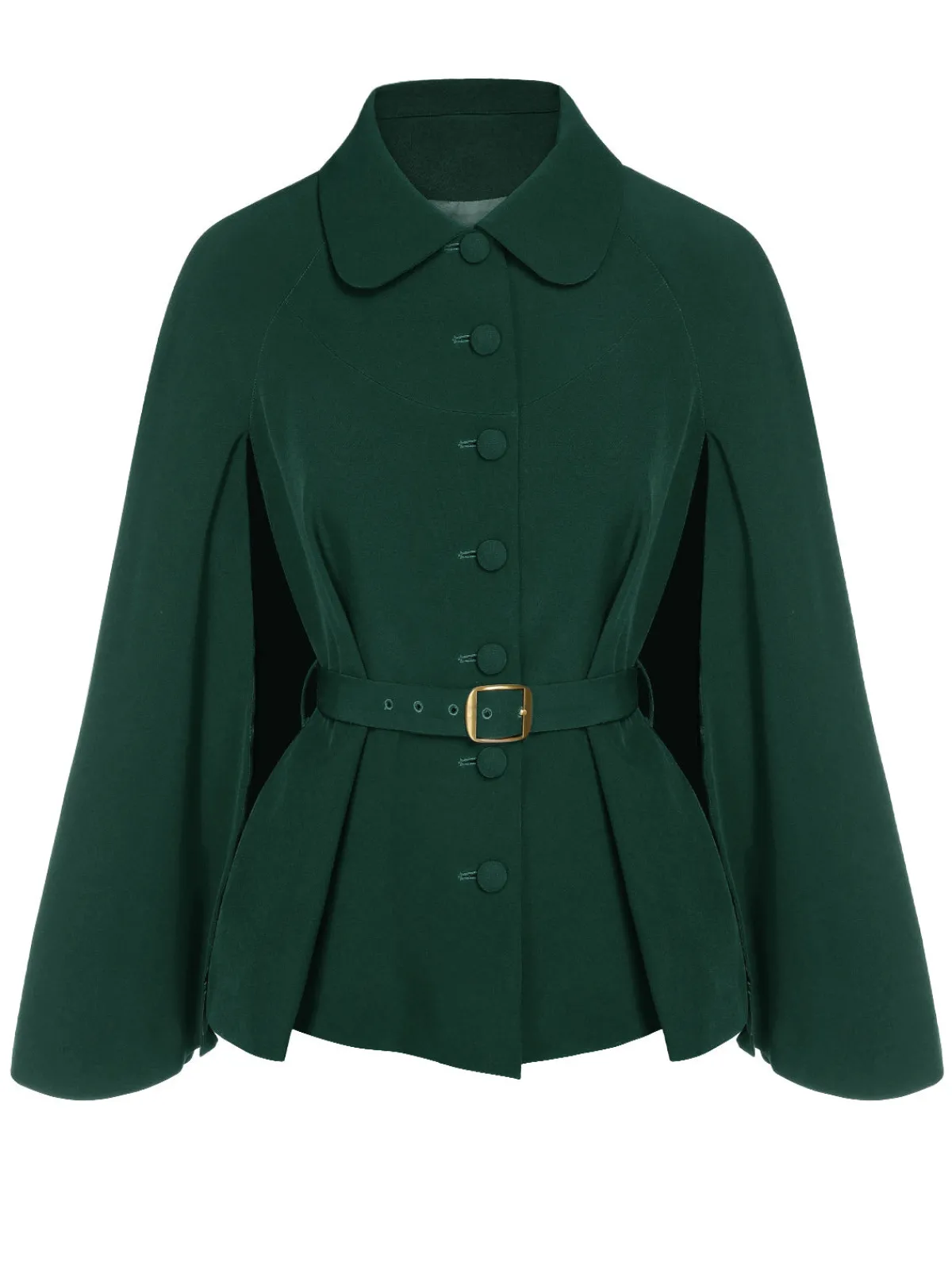 Clearance Retro Stage Green 1940s Lapel Cape Coat