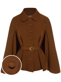 Clearance Retro Stage Green 1940s Lapel Cape Coat