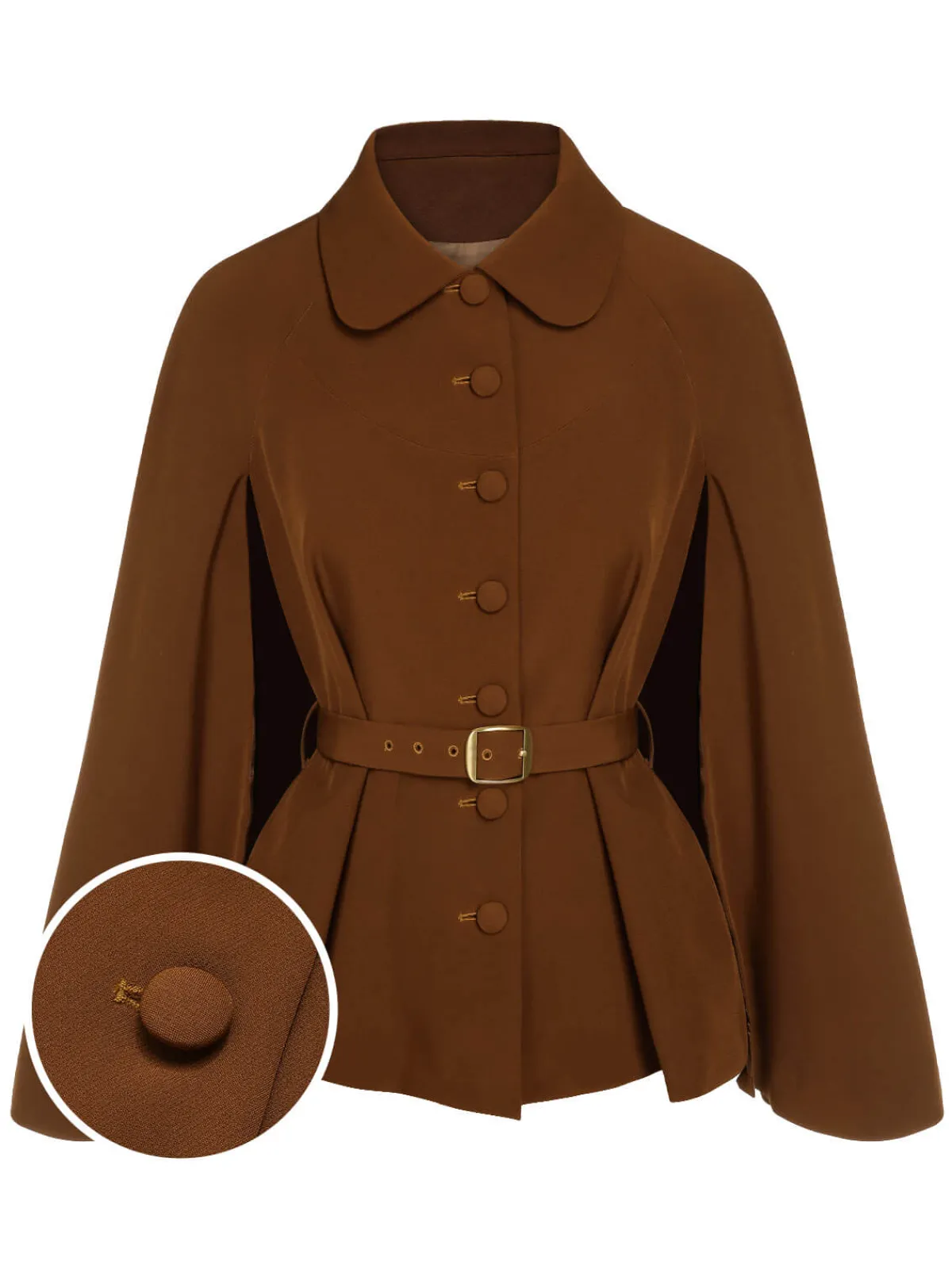 Clearance Retro Stage Green 1940s Lapel Cape Coat