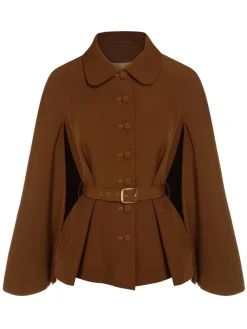 Clearance Retro Stage Green 1940s Lapel Cape Coat