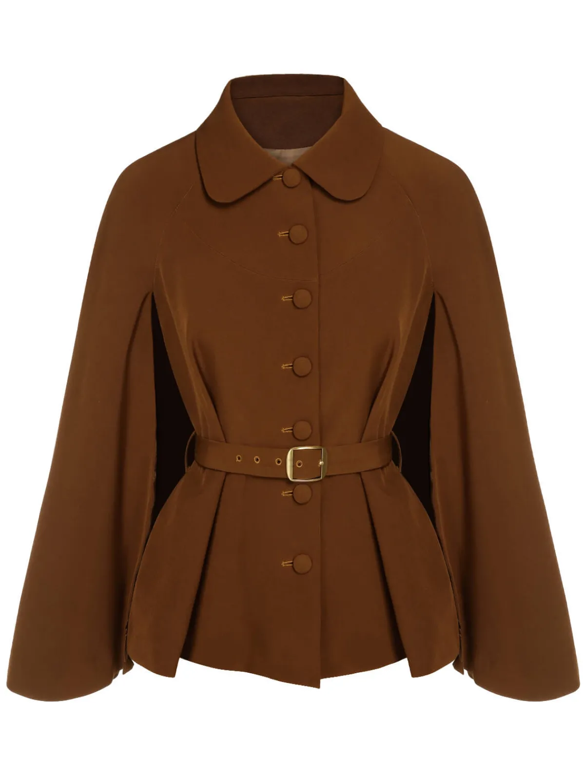 Clearance Retro Stage Green 1940s Lapel Cape Coat