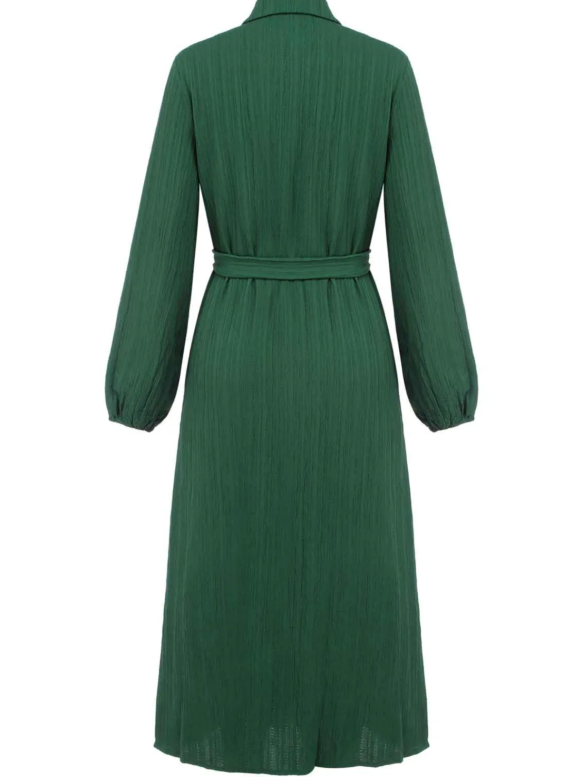 New Retro Stage 1960s Lapel Loose Belted Dress Green