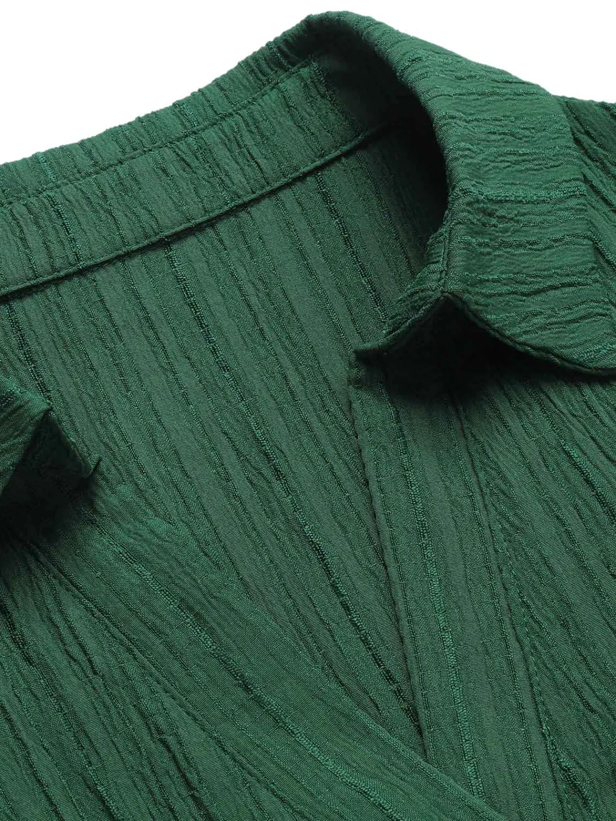New Retro Stage 1960s Lapel Loose Belted Dress Green