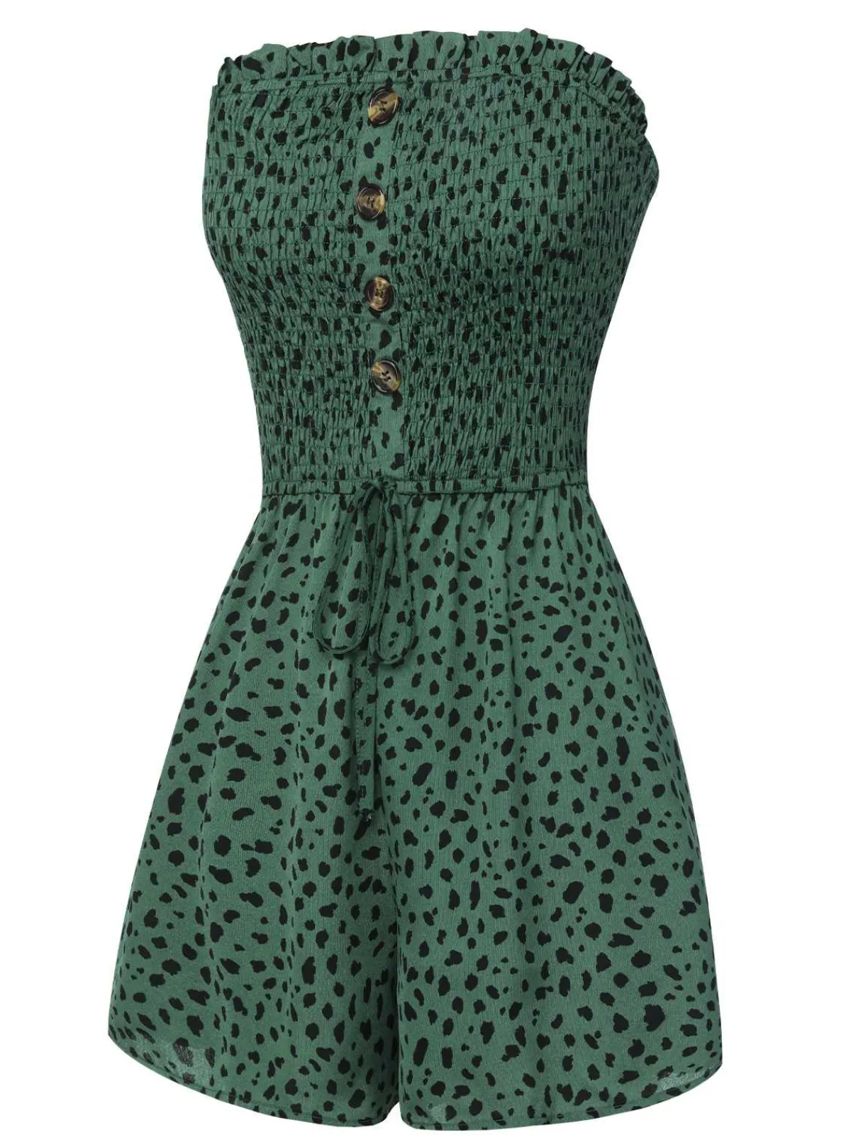 Clearance Retro Stage 1950s Leopard Tube Top Romper Green