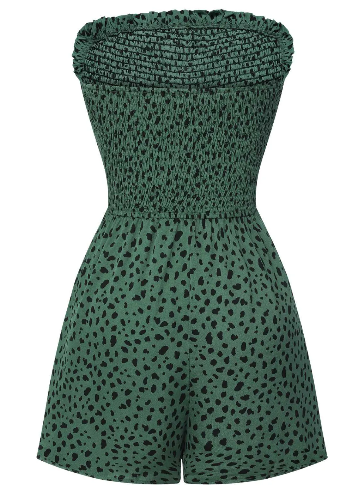 Clearance Retro Stage 1950s Leopard Tube Top Romper Green