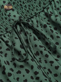 Clearance Retro Stage 1950s Leopard Tube Top Romper Green