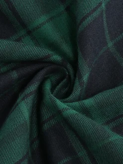 New Retro Stage 1950s Long Sleeve Patchwork Swing Dress Green