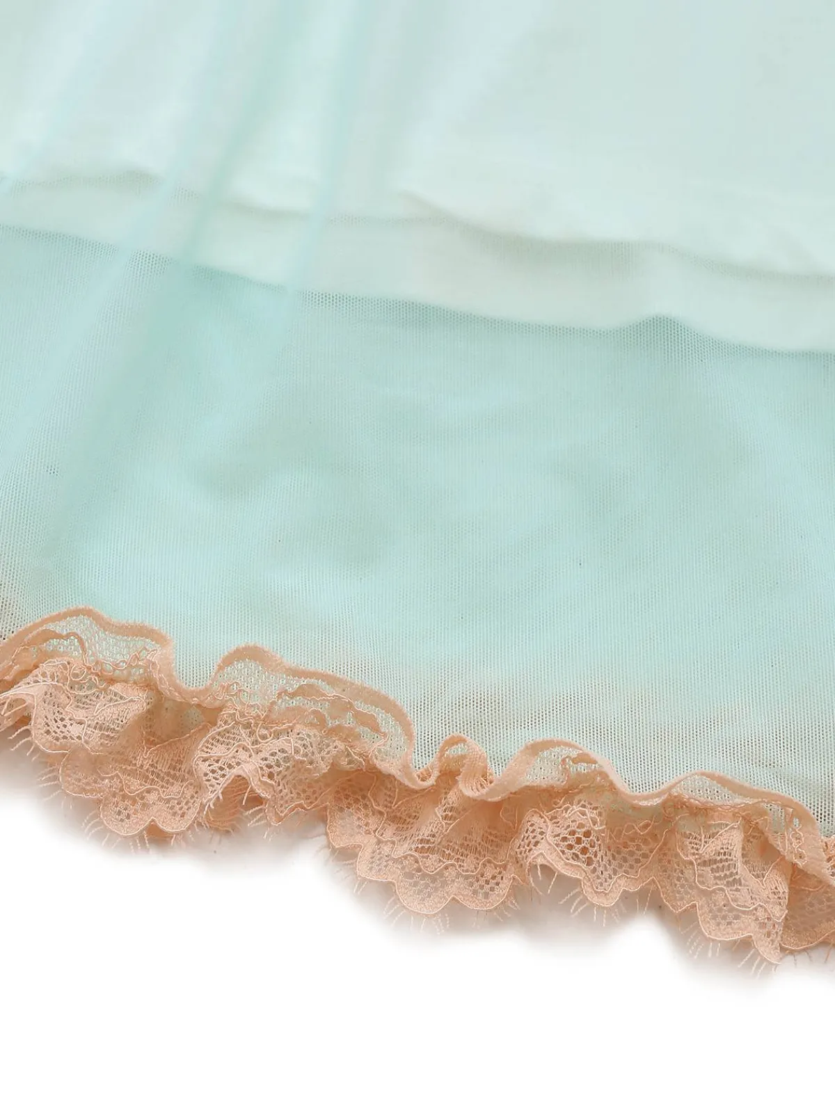 Hot Retro Stage 1960s Mesh Lace Patchwork Bow Straps Nightdress Green