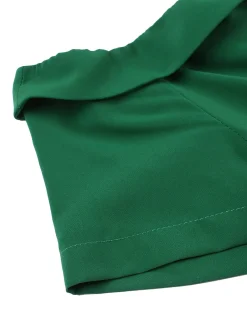 Hot Retro Stage 1950s Off-Shoulder Christmas Patchwork Dress Green