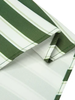 Online Retro Stage 1940s Off-Shoulder Stripes Bow Belted Dress Green