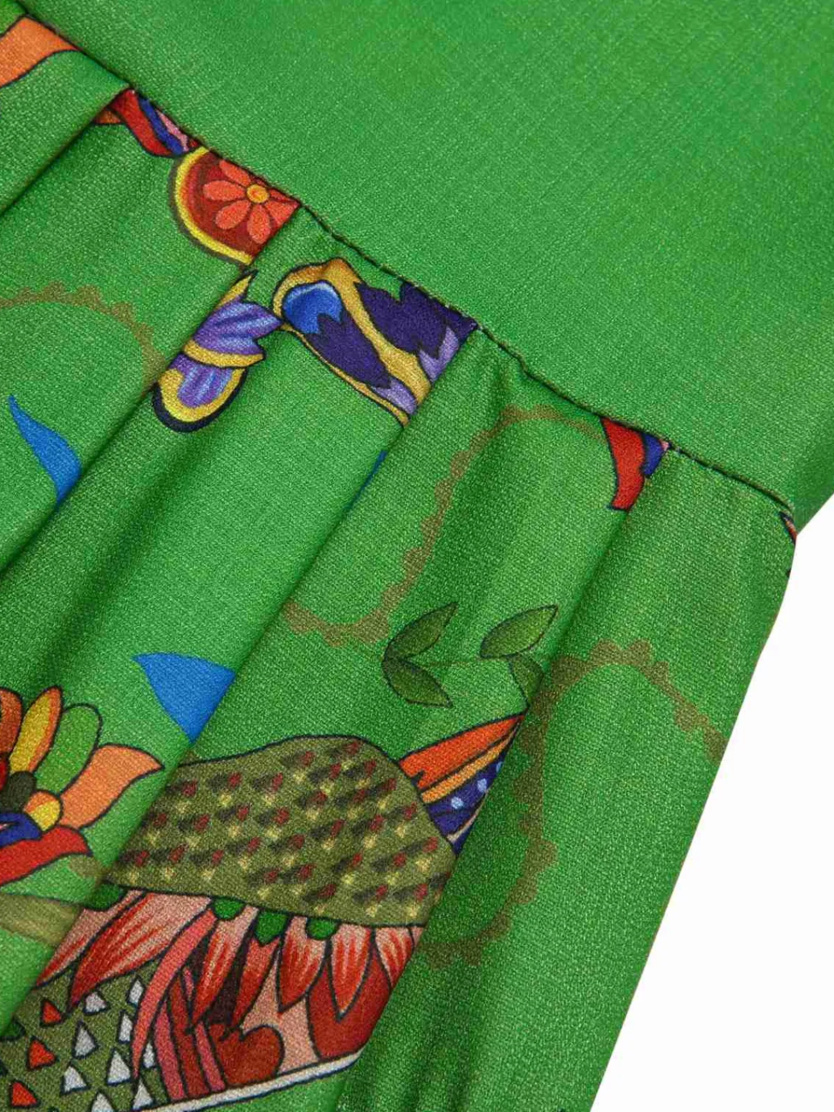Outlet Retro Stage 1940s Peacock Lantern Sleeve Shirt Dress Green