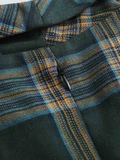 New Retro Stage 1950s Plaid Button Swing Dress Green