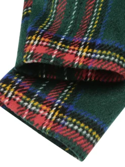 Hot Retro Stage 1960s Plaid Fur Collar Pencil Coat Green