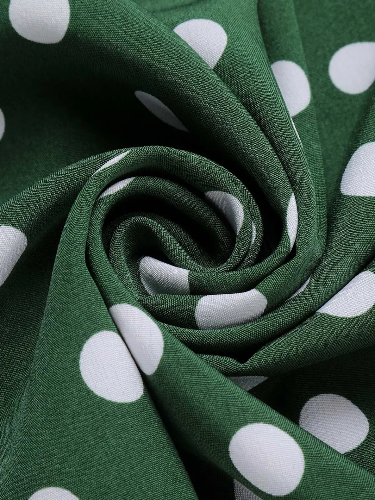 Best Retro Stage 1940s Polka Dot Bowknot Patchwork Dress Green