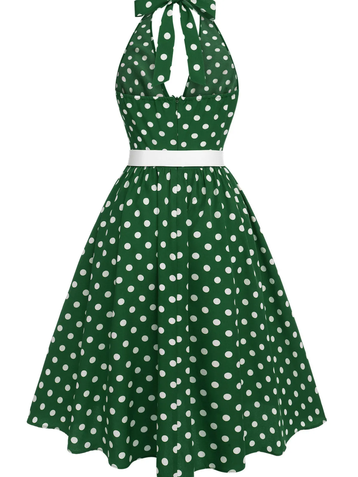 Best Retro Stage Green 1950s Polka Dot Halter Dress