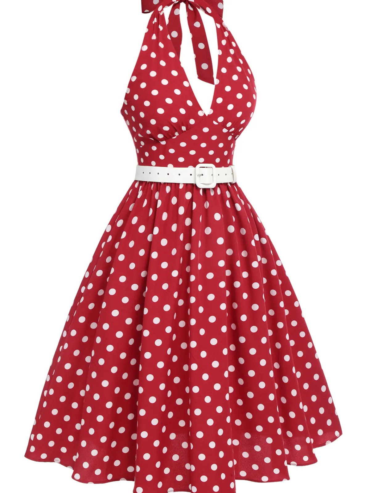 Best Retro Stage Green 1950s Polka Dot Halter Dress