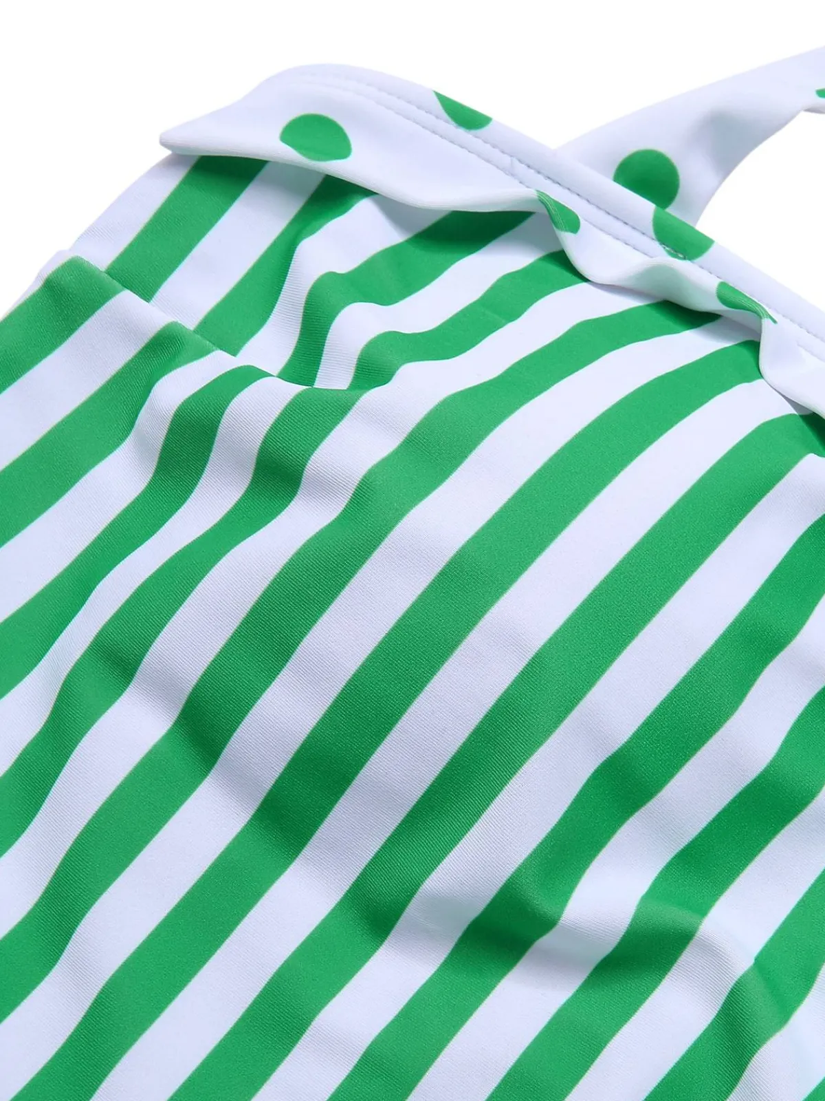 Best Retro Stage Green 1940s Polka Dots Stripes Halter Swimsuit Light Green