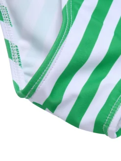 Best Retro Stage Green 1940s Polka Dots Stripes Halter Swimsuit Light Green