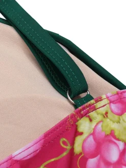 Outlet Retro Stage 1950s Retro-Flowers V-Neck Swimsuit Green