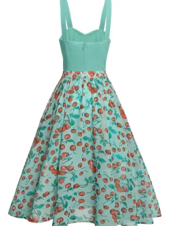 Clearance Retro Stage 1950s Romper & Cherry Skirt Green