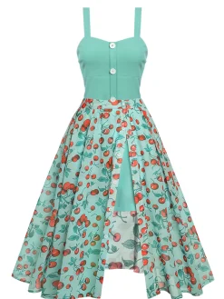 Clearance Retro Stage 1950s Romper & Cherry Skirt Green