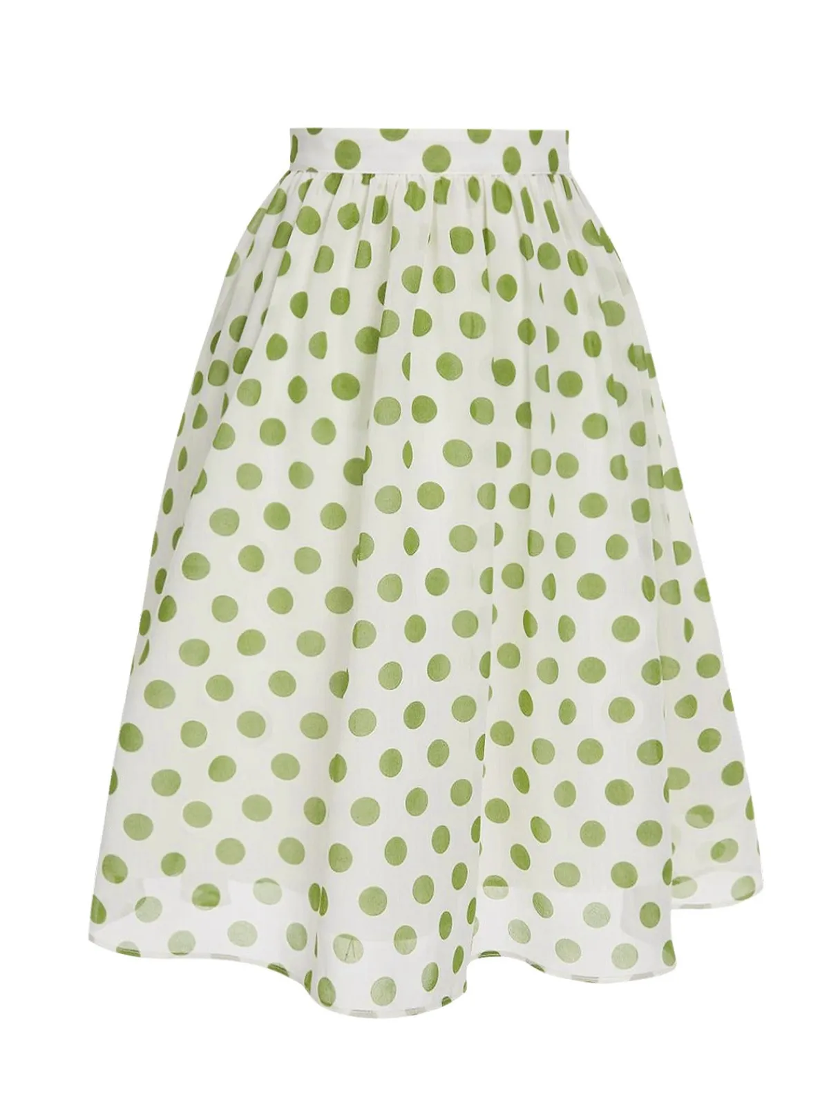 Hot Retro Stage 1940s Schiffon Polka Dots Skirt Green