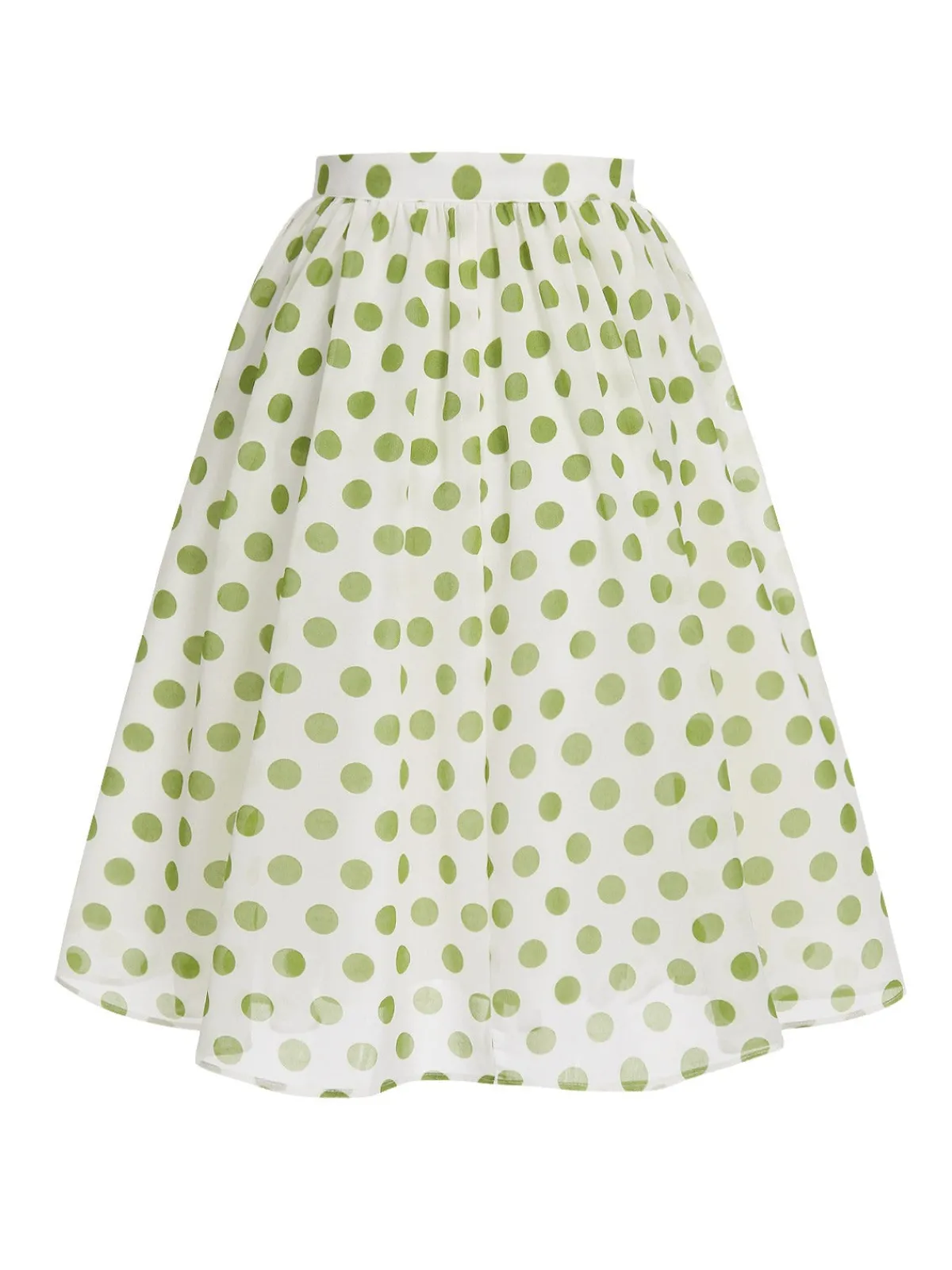 Hot Retro Stage 1940s Schiffon Polka Dots Skirt Green