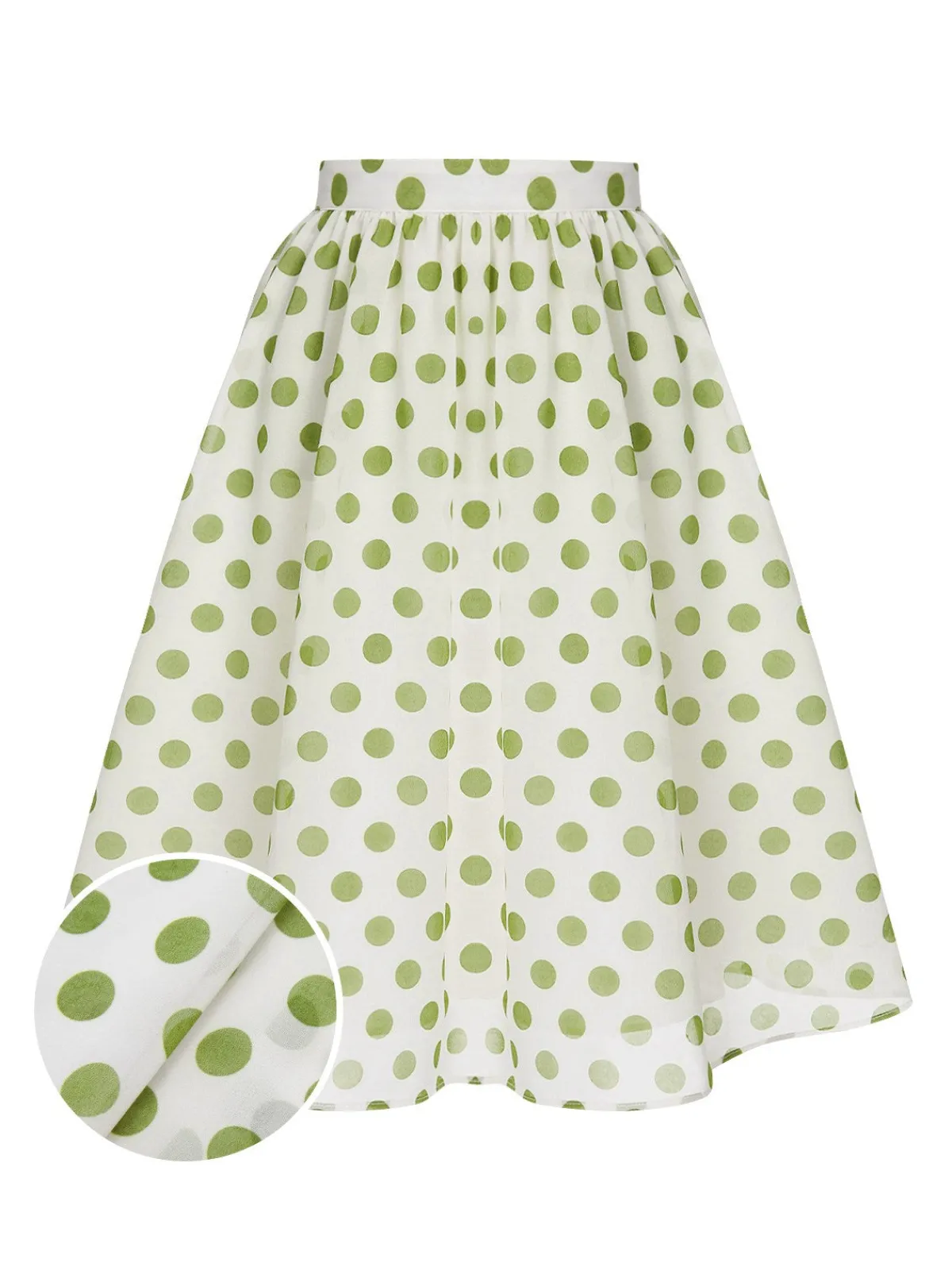 Hot Retro Stage 1940s Schiffon Polka Dots Skirt Green