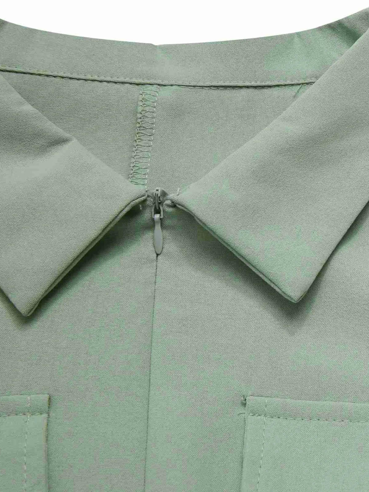 Clearance Retro Stage 1930s Shirt Collar Belted Jumpsuit Green