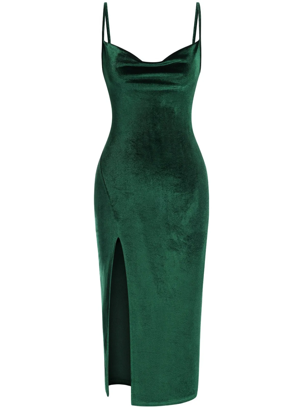 Best Retro Stage 1960s Slit Suspender Velvet Dress Green