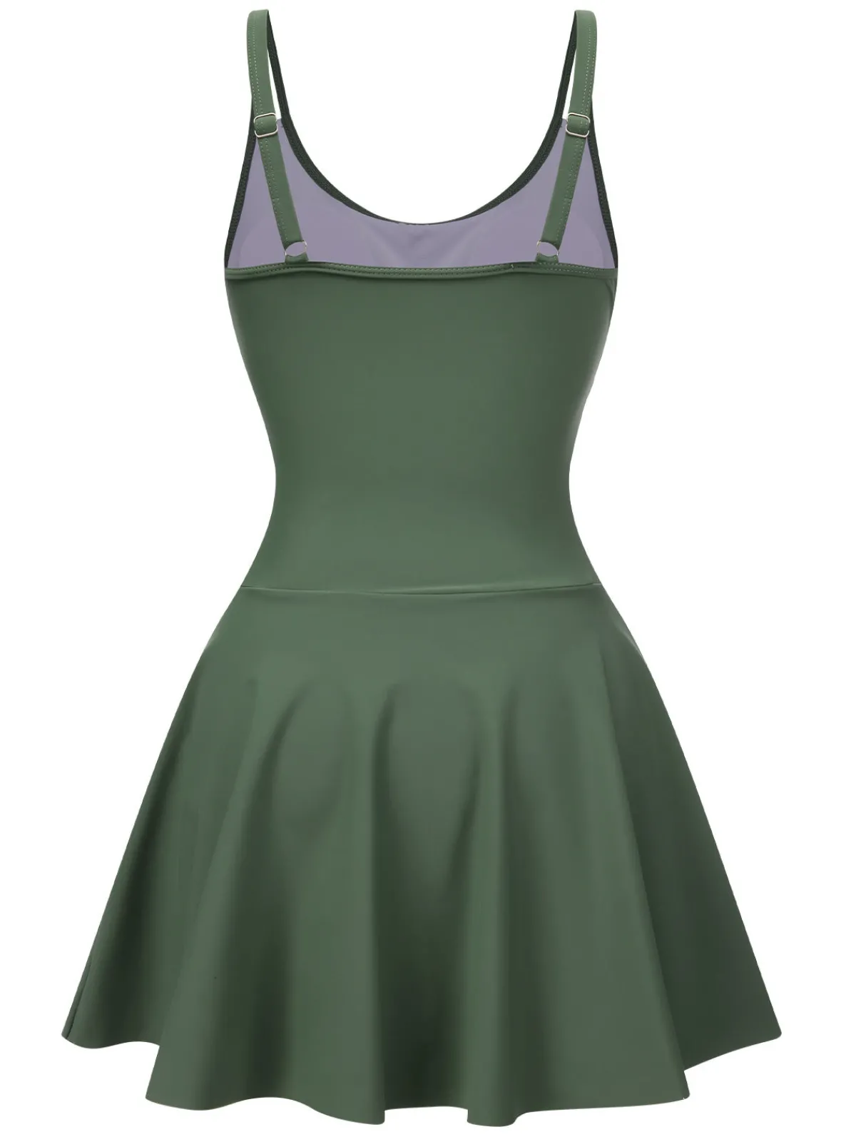 Hot Retro Stage 1930s Solid Bow Straps Swim Dress Green