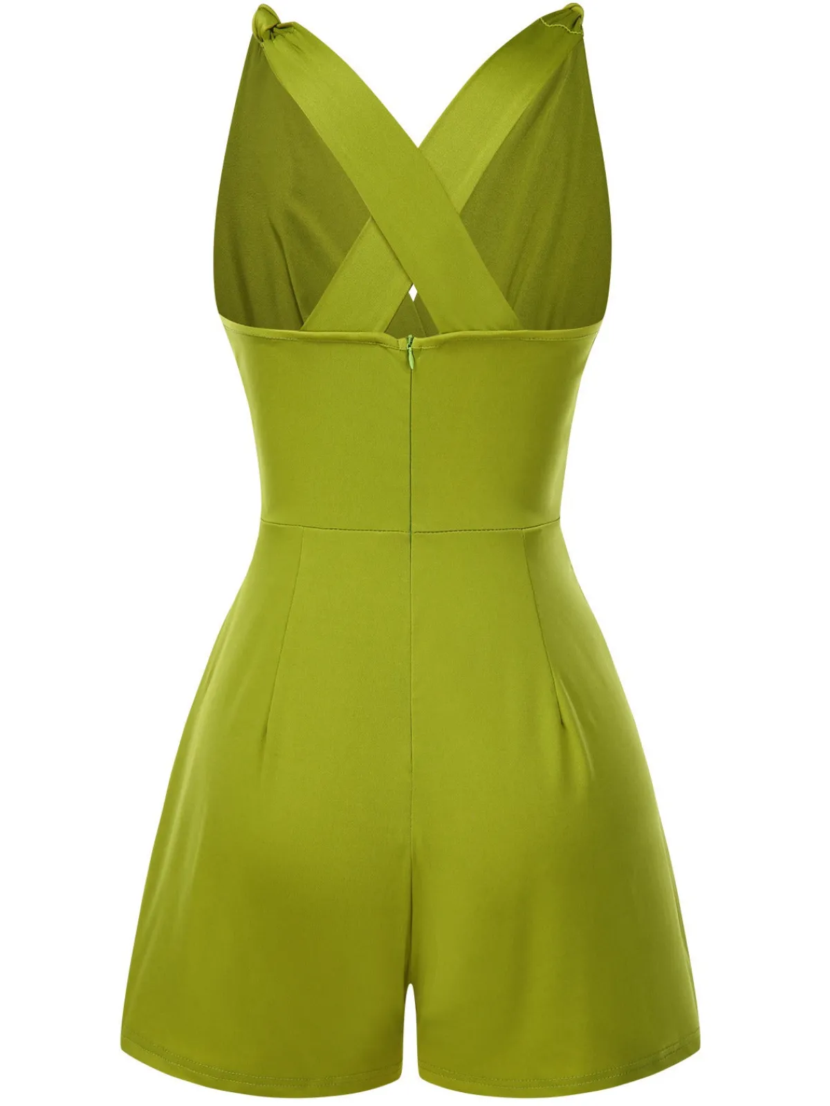 Clearance Retro Stage 1940s Solid Cross-Back Straps Romper Green