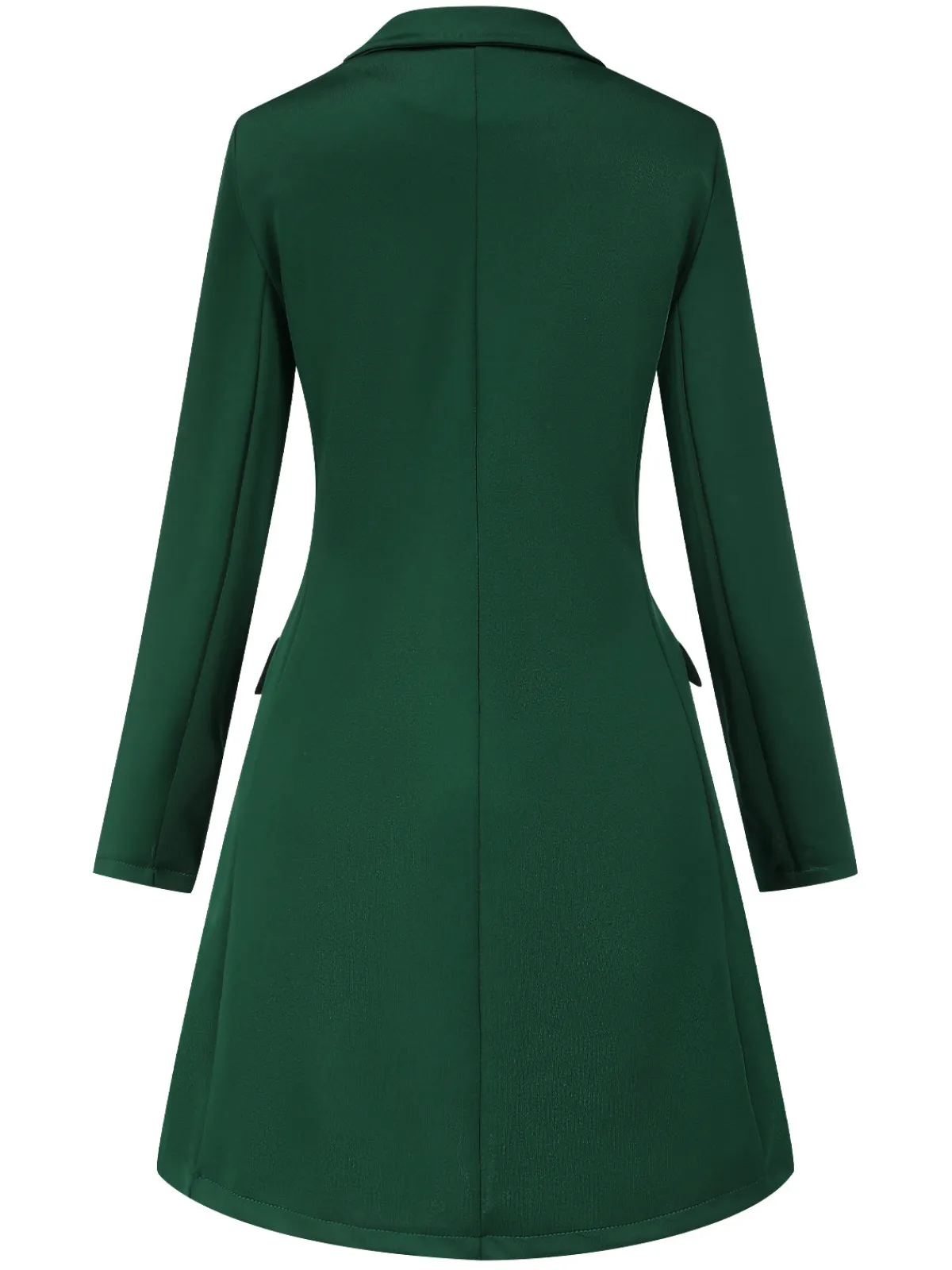 Online Retro Stage 1940s Solid Double-Breasted Coat Green