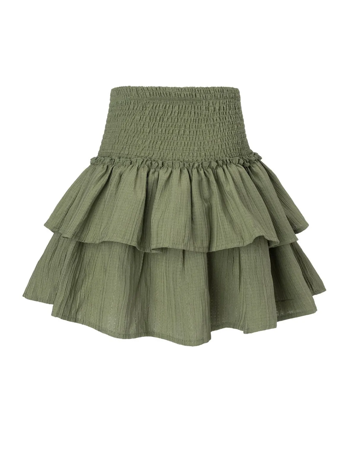 Best Retro Stage 1960s Solid Elastic Waist Cake Skirt Green
