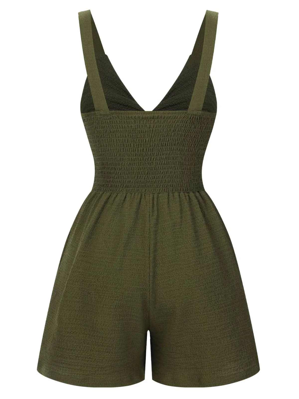 New Retro Stage Green 1940s Solid Hollow-Out Twisted Romper Dark Green