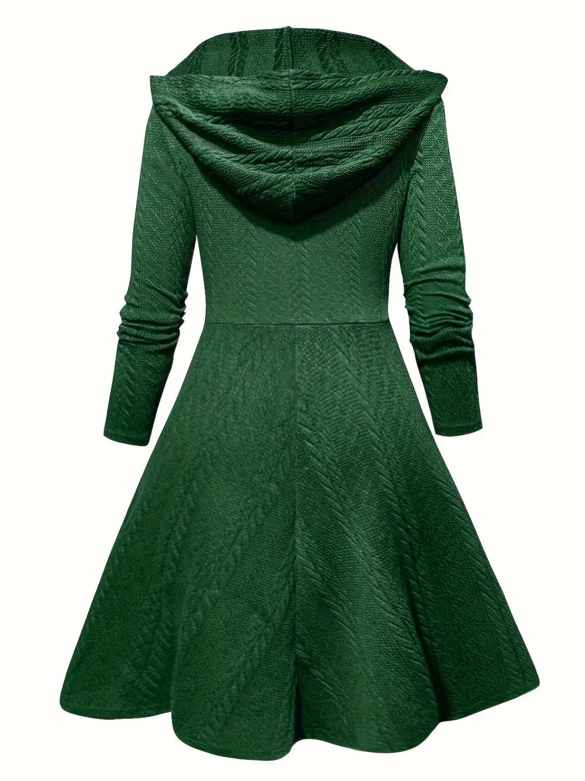 Best Retro Stage Green 1940s Solid Knitted Hooded Sweater Dress Dark Green