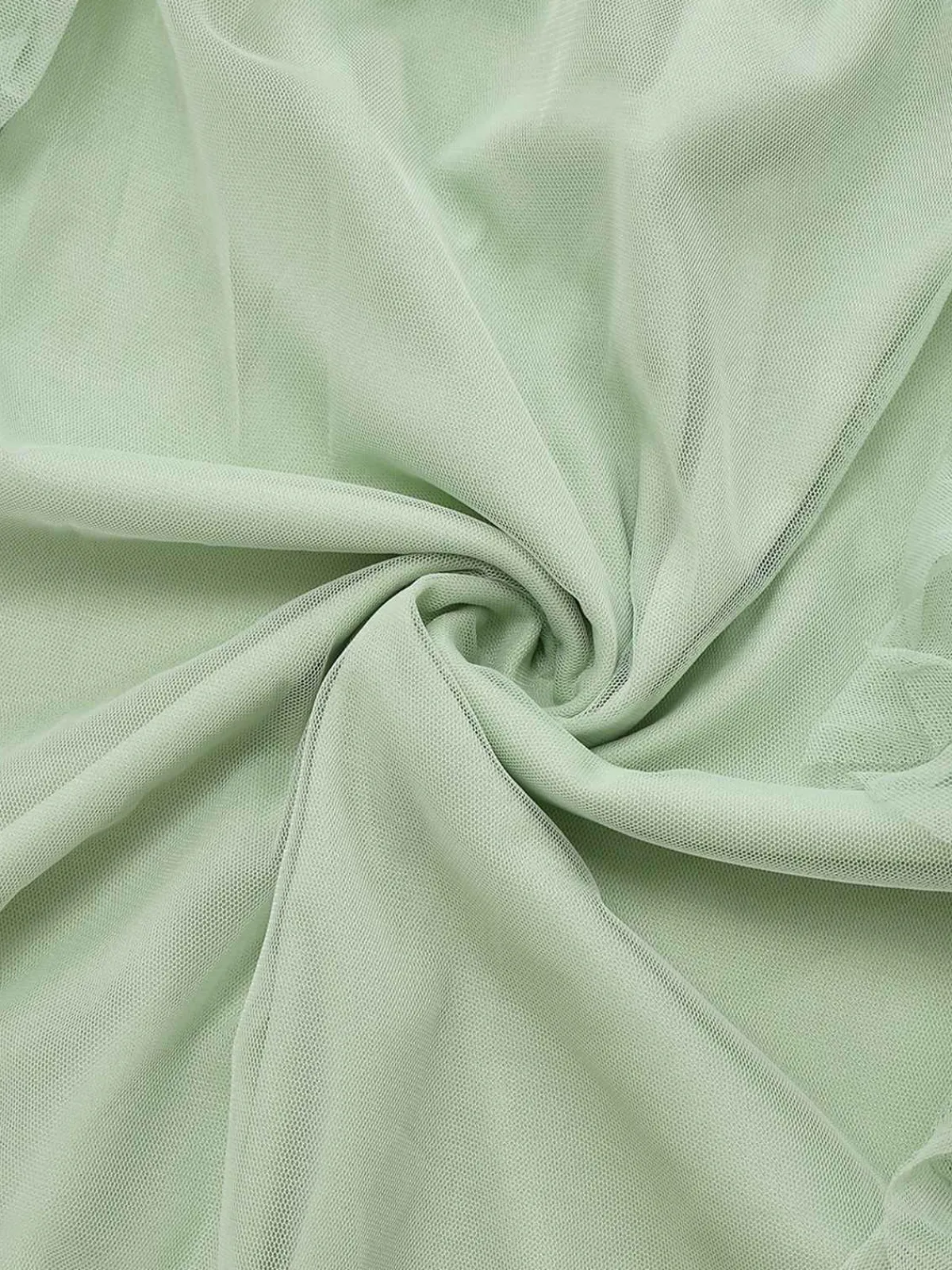 Best Retro Stage Green 1930s Solid Mesh Ruffled Illusion Sleeves Dress Pale Green