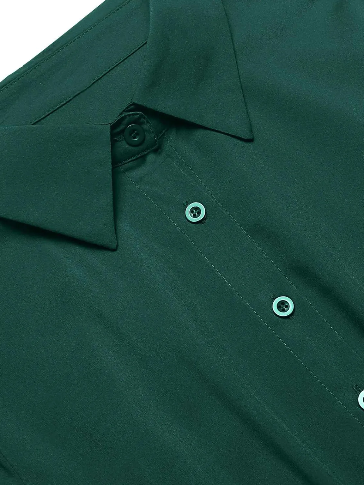 Hot Retro Stage 1940s Solid Pleated Shirt Collar Dress Green