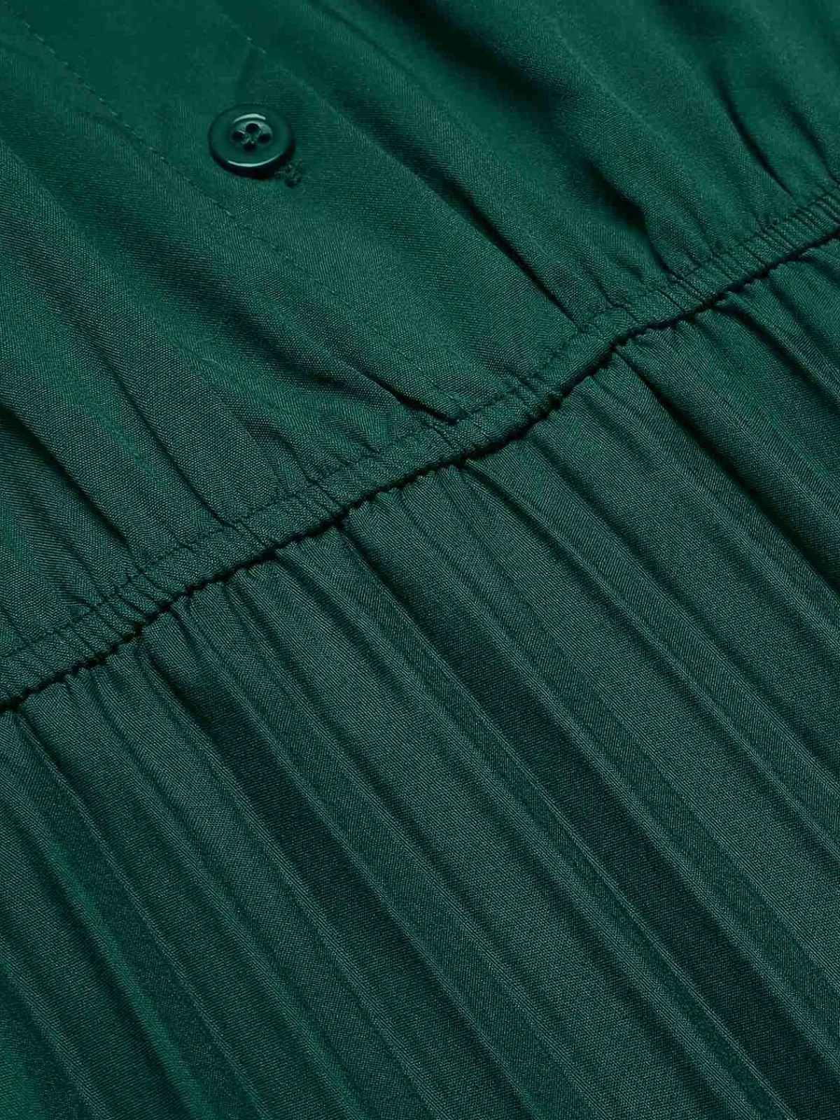 Hot Retro Stage 1940s Solid Pleated Shirt Collar Dress Green