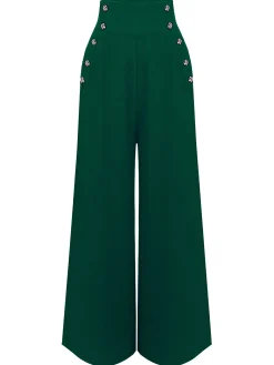 Outlet Retro Stage Green 1930s Solid Suspender Pants