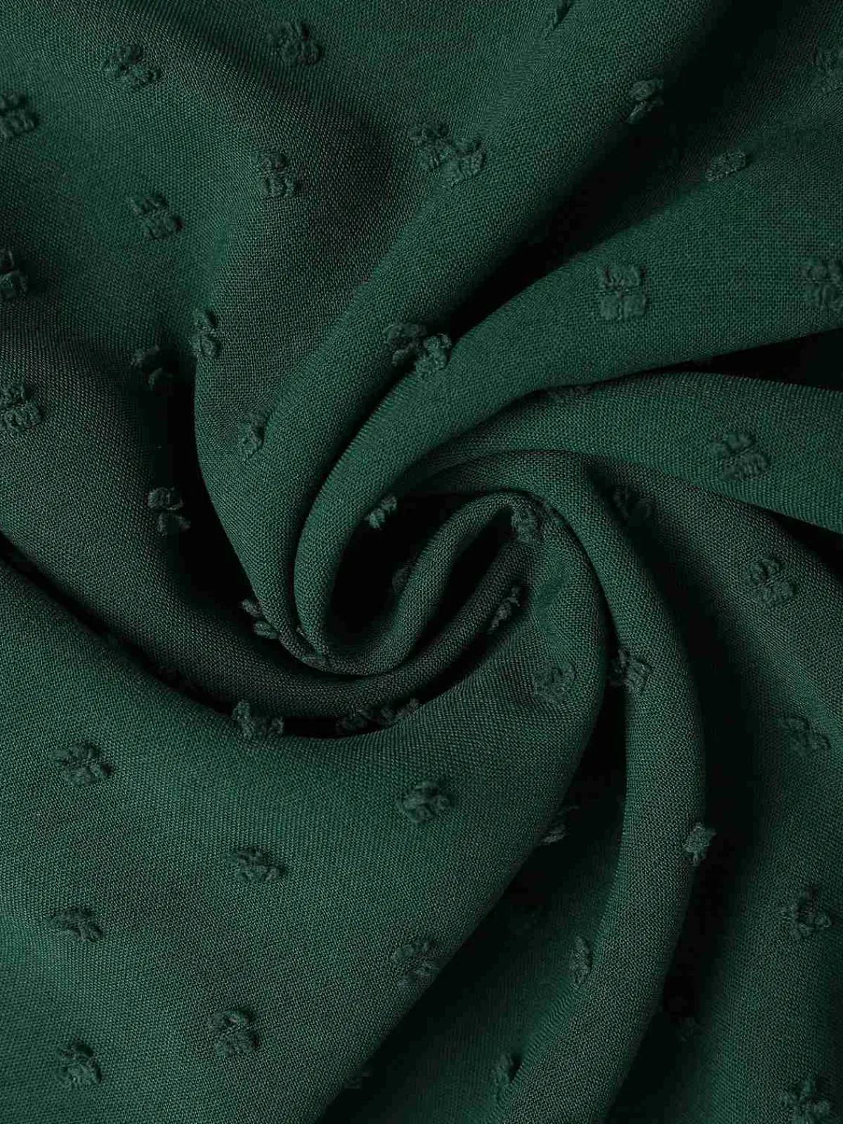 Sale Retro Stage 1940s Solid Textured Bow Collar Dress Green