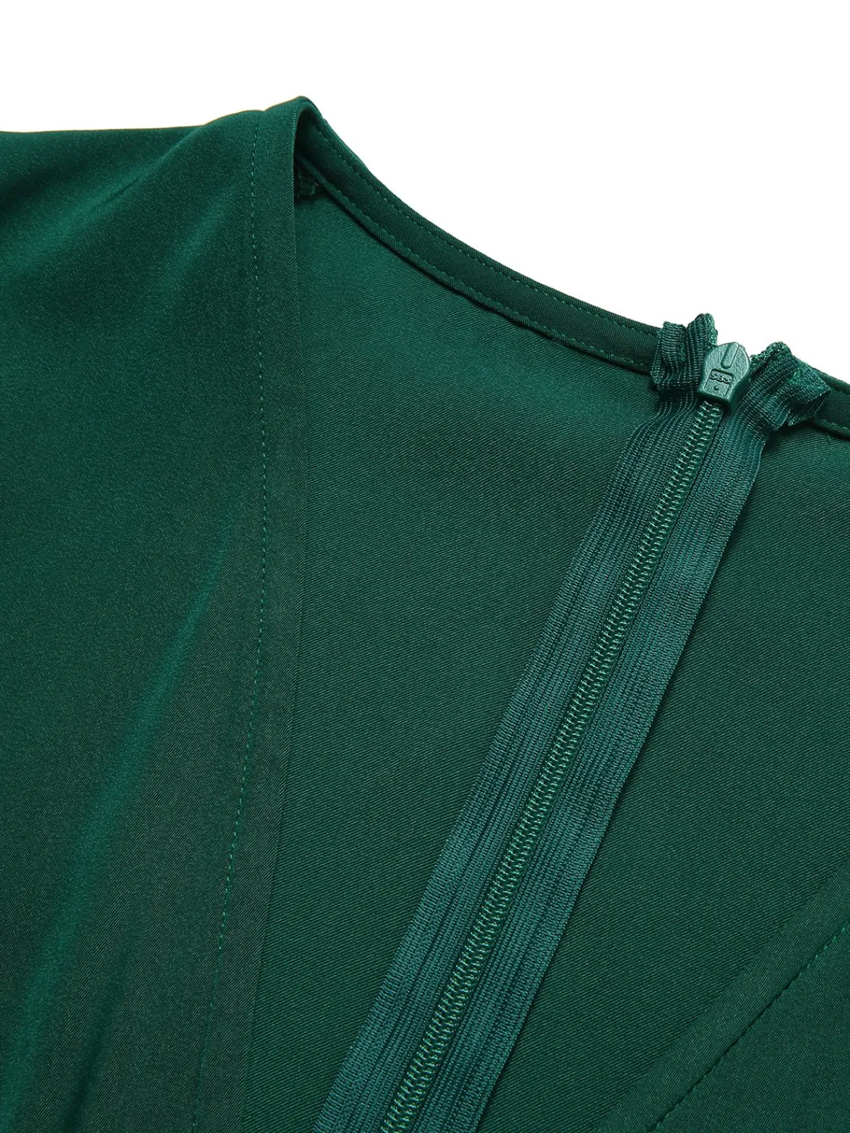 New Retro Stage 1930s Solid V-Neck Jumpsuit Green