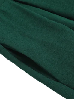 Hot Retro Stage Green 1940s Solid V-Neck Wide-Leg Jumpsuit Military Green