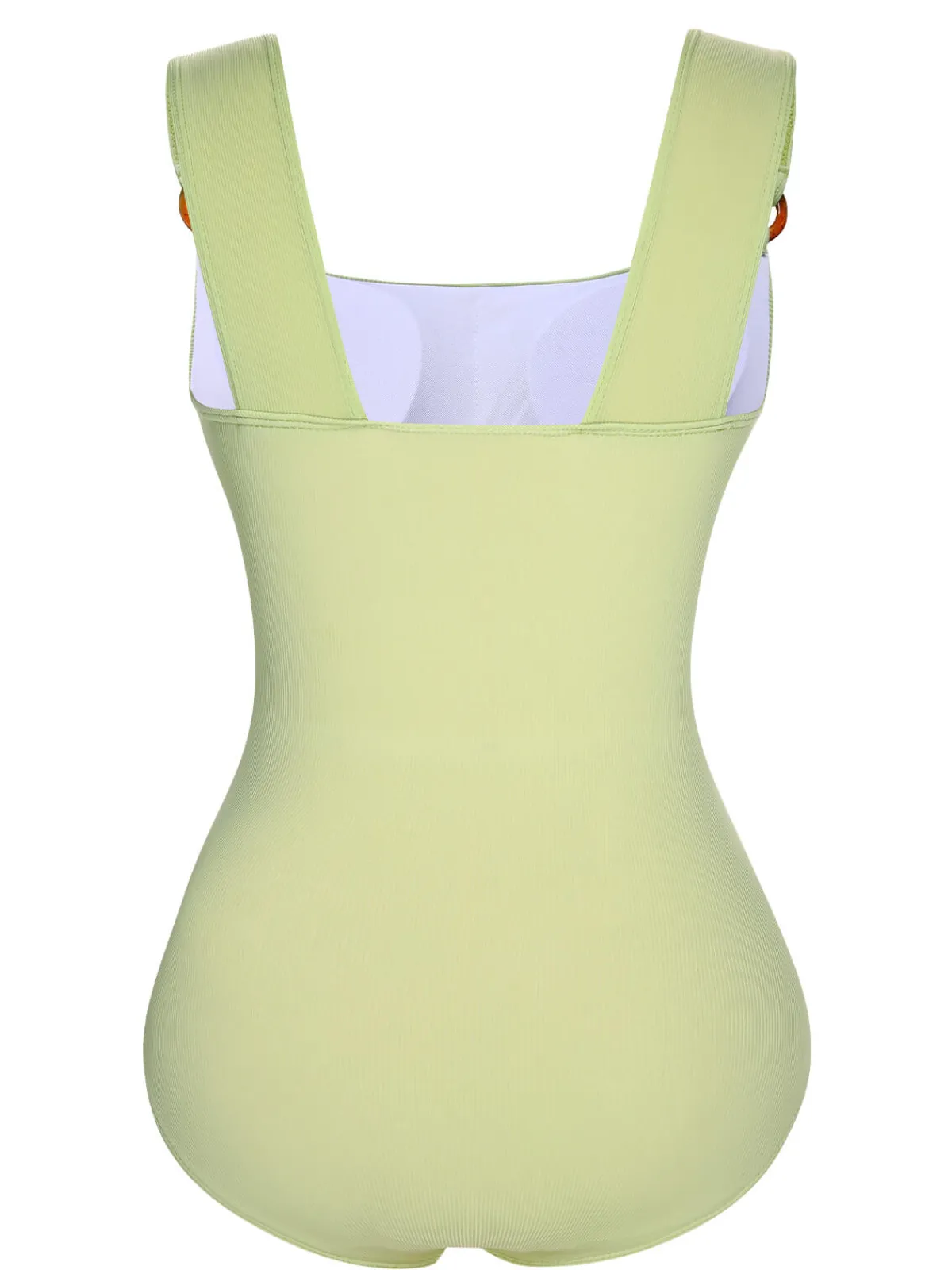 Fashion Retro Stage 1950s Solid Waist Cutout Ring Swimsuit Green