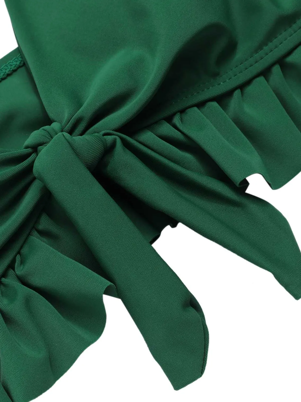 Online Retro Stage 1960s Strap Floral Ruffles Swimsuit Green