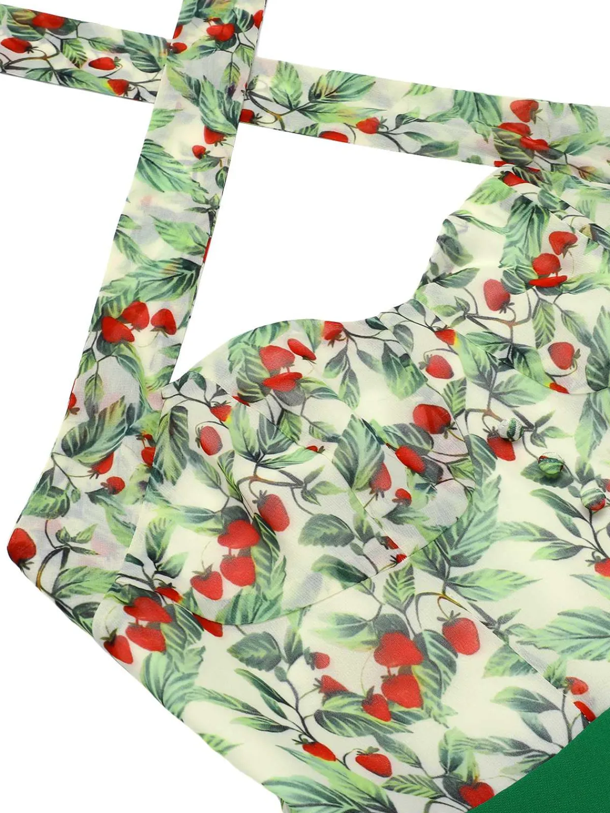 Sale Retro Stage 1950s Strawberry Halter Romper Green