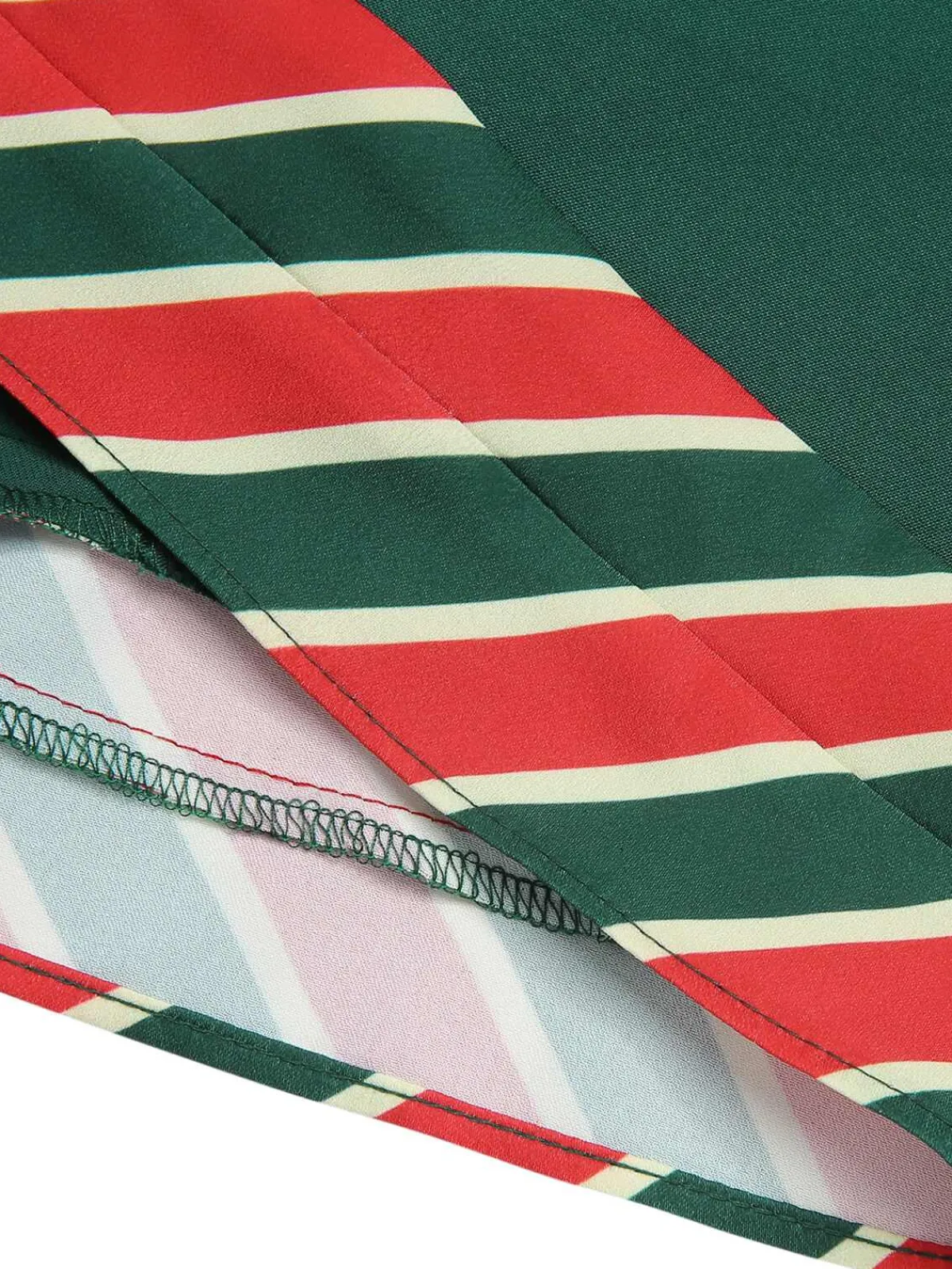 New Retro Stage 1940s Stripe Patchwork Dress With Belt Green